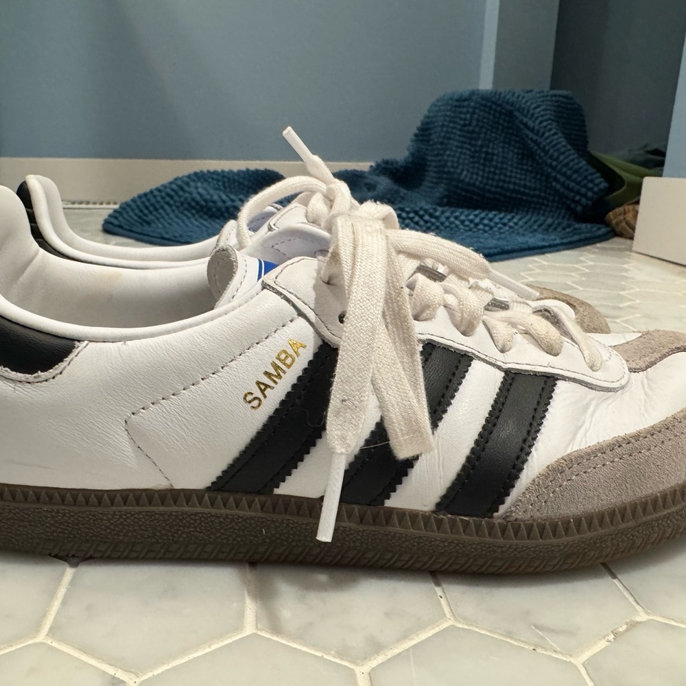 Adidas Samba White Black Sneakers-Worn once.